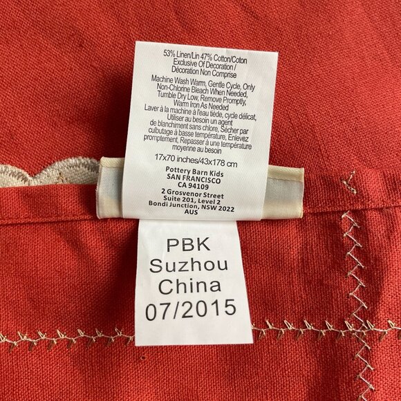 Pottery Barn Kids Turkey Applique Table Runner 17x70"  Thanksgiving Fall Deco - Picture 6 of 8